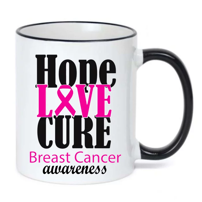 Hope Love Cure Breast Cancer Awareness Black Color Changing Mug