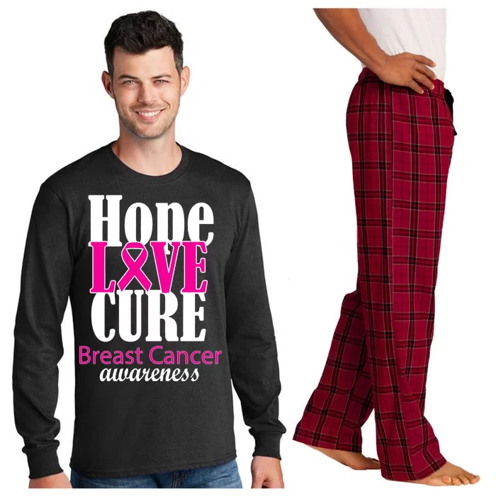 Hope Love Cure Breast Cancer Awareness Long Sleeve Pajama Set