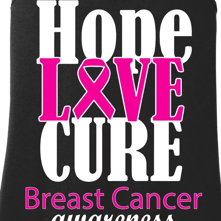 Hope Love Cure Breast Cancer Awareness Ladies Essential Tank