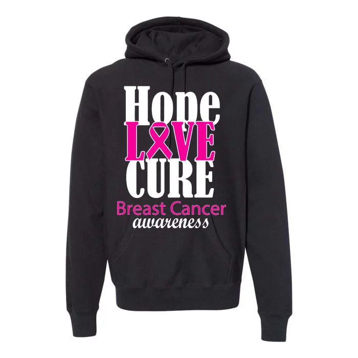 Hope Love Cure Breast Cancer Awareness Premium Hoodie