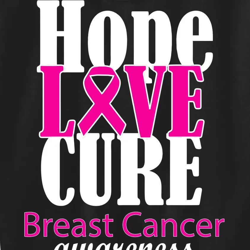 Hope Love Cure Breast Cancer Awareness Kids Sweatshirt