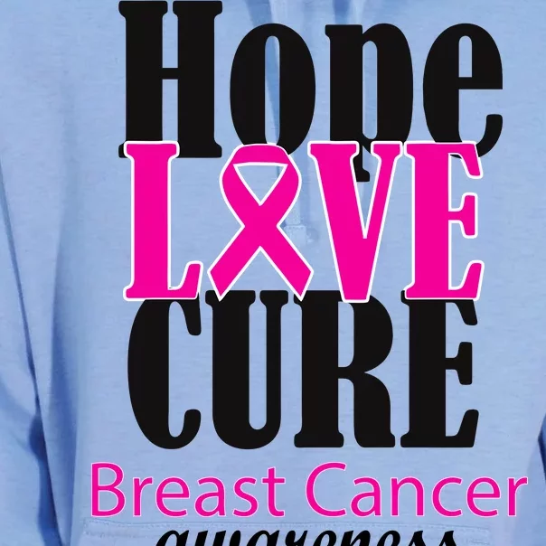 Hope Love Cure Breast Cancer Awareness Unisex Surf Hoodie