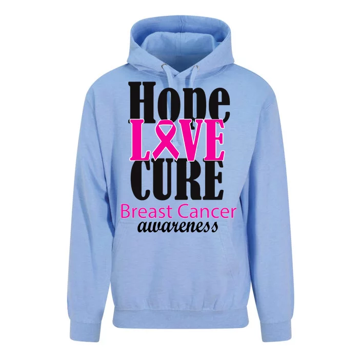 Hope Love Cure Breast Cancer Awareness Unisex Surf Hoodie