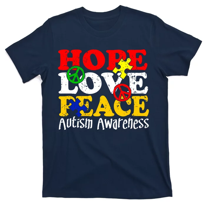 Hope Love Peace Autism T-Shirt