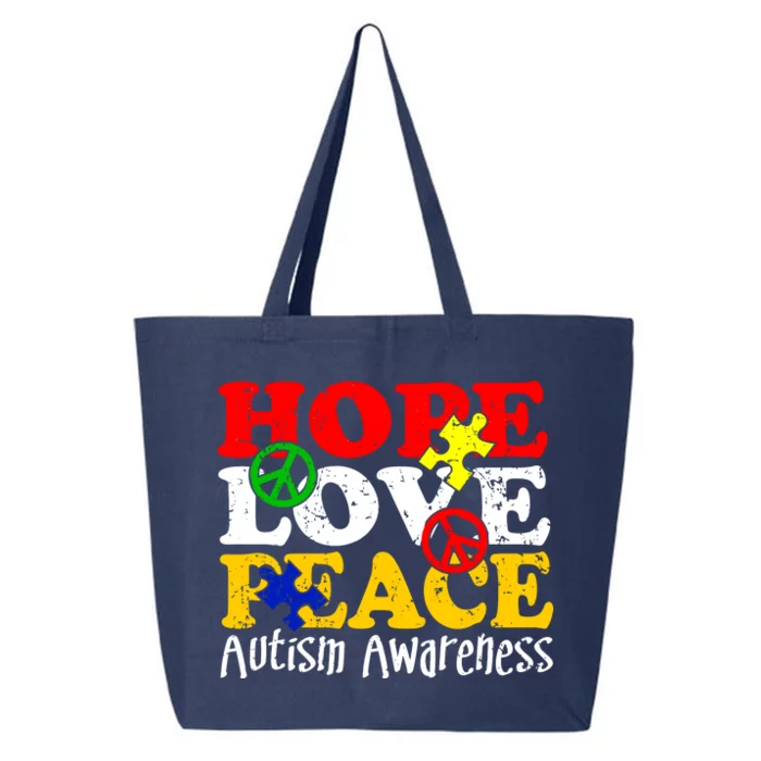 Hope Love Peace Autism 25L Jumbo Tote