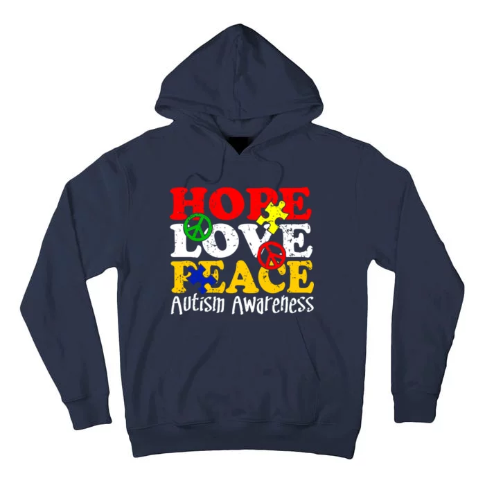 Hope Love Peace Autism Tall Hoodie