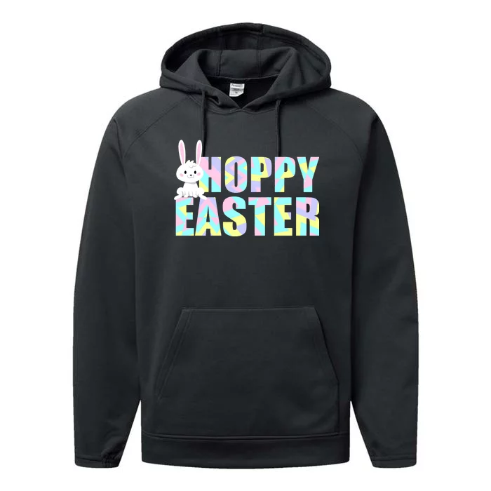 Hoppy Easter Colorful Happy Easter Bunny Performance Fleece Hoodie