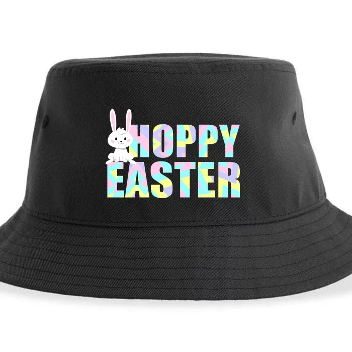 Hoppy Easter Colorful Happy Easter Bunny Sustainable Bucket Hat