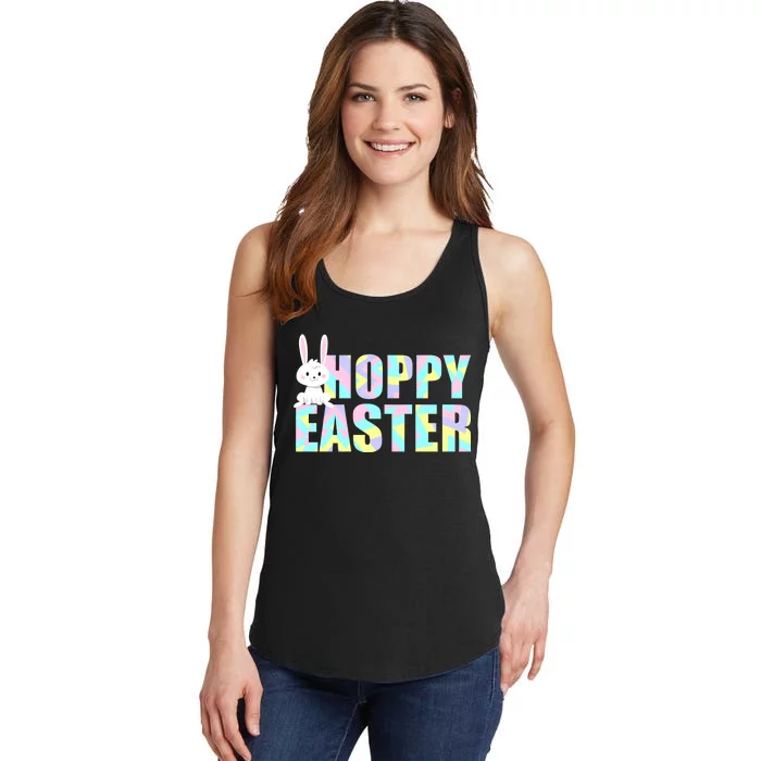 Hoppy Easter Colorful Happy Easter Bunny Ladies Essential Tank