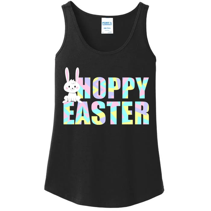 Hoppy Easter Colorful Happy Easter Bunny Ladies Essential Tank