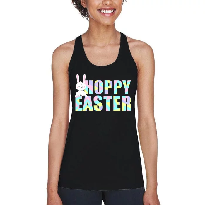 Hoppy Easter Colorful Happy Easter Bunny Women's Racerback Tank