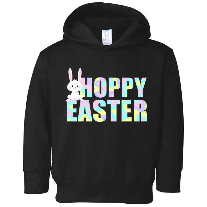 Hoppy Easter Colorful Happy Easter Bunny Toddler Hoodie