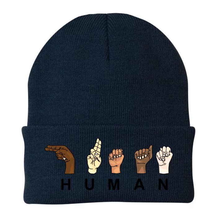 Hu One Race Statet Sign Language Respect Gift Knit Cap Winter Beanie