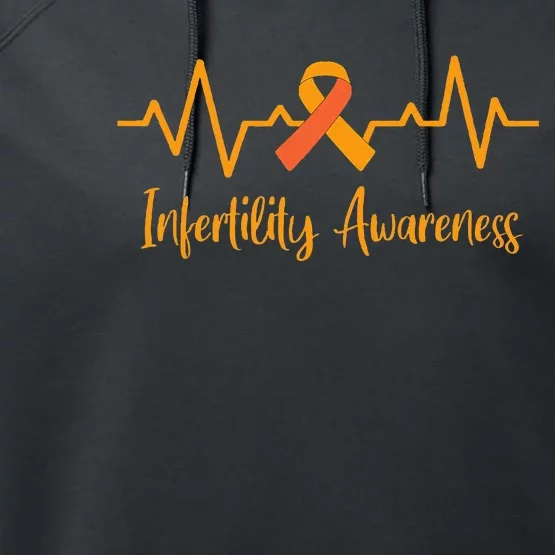 Heartbeat Orange Ribbon National Infertility Awareness Week Performance Fleece Hoodie