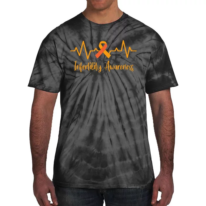 Heartbeat Orange Ribbon National Infertility Awareness Week Tie-Dye T-Shirt