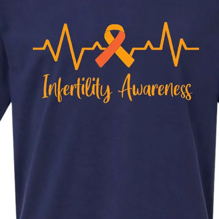 Heartbeat Orange Ribbon National Infertility Awareness Week Sueded Cloud Jersey T-Shirt