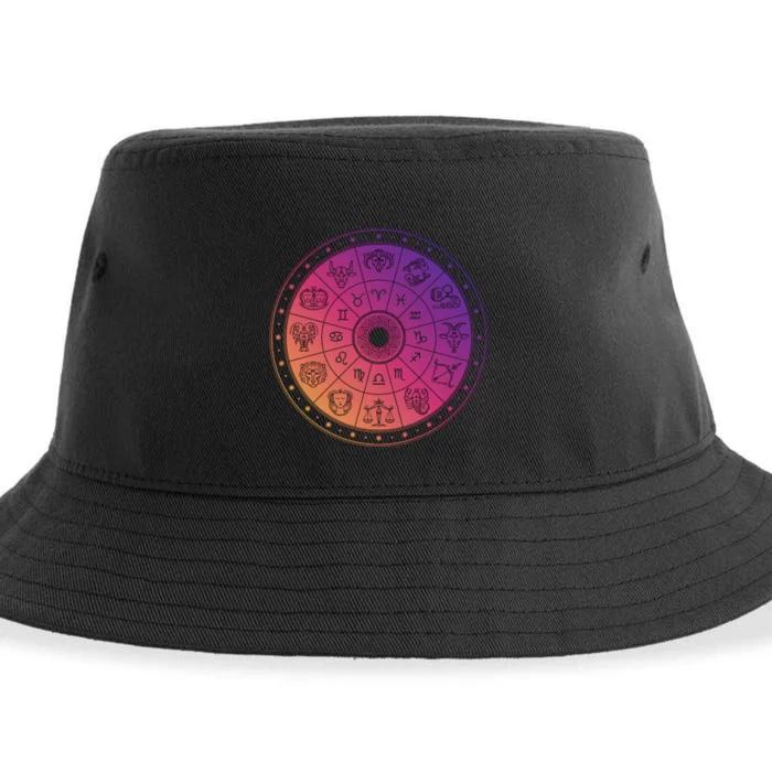 Horiscope Zodiac Wheel Sustainable Bucket Hat