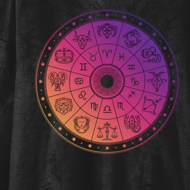 Horiscope Zodiac Wheel Hooded Wearable Blanket