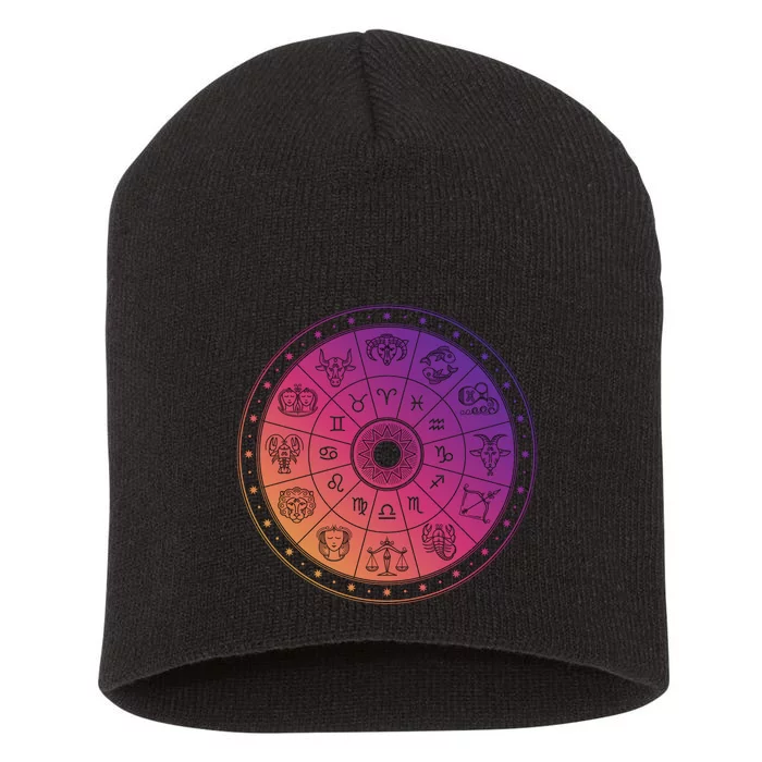 Horiscope Zodiac Wheel Short Acrylic Beanie