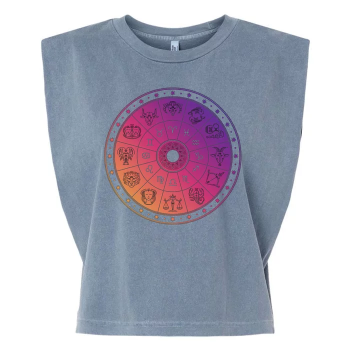 Horiscope Zodiac Wheel Garment-Dyed Women's Muscle Tee