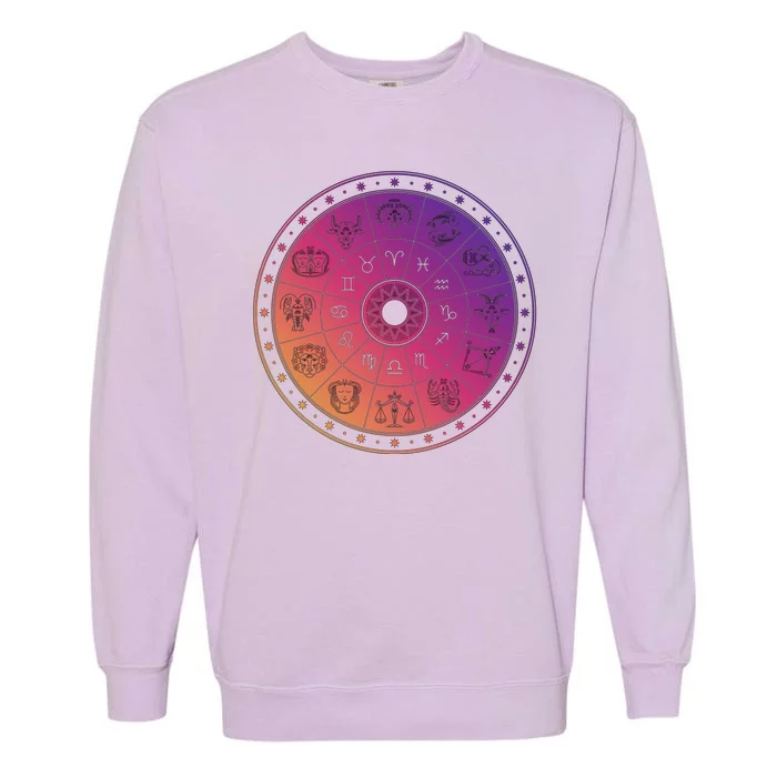 Horiscope Zodiac Wheel Garment-Dyed Sweatshirt