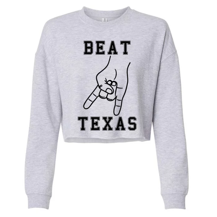 Horns Down Beat Texas Football Cropped Pullover Crew