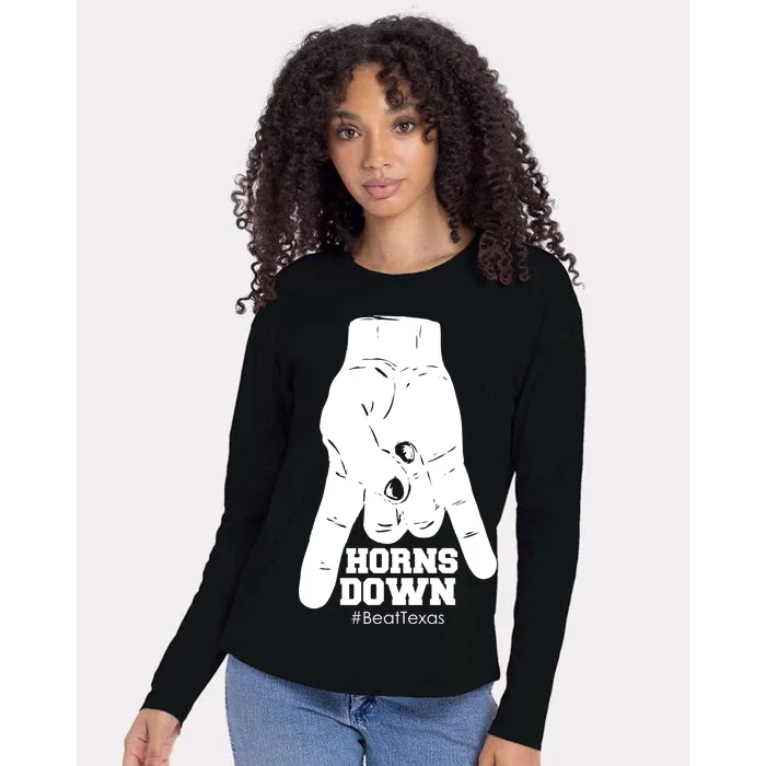 Horns Down #BeatTexas Beat Texas Womens Cotton Relaxed Long Sleeve T-Shirt