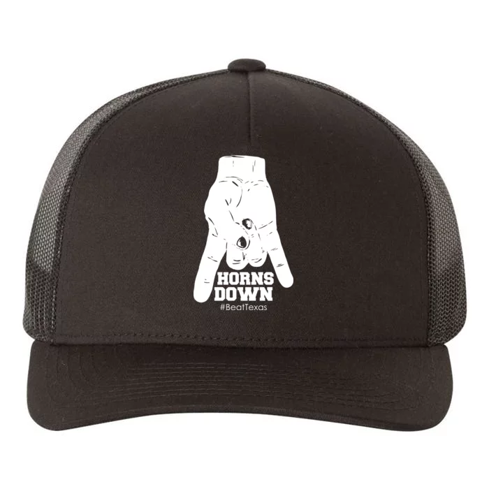 Horns Down #BeatTexas Beat Texas Yupoong Adult 5-Panel Trucker Hat