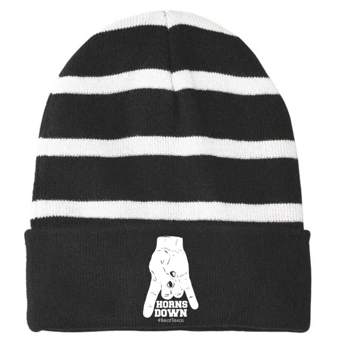 Horns Down #BeatTexas Beat Texas Striped Beanie with Solid Band