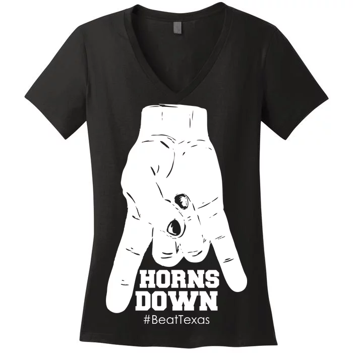 Horns Down #BeatTexas Beat Texas Women's V-Neck T-Shirt