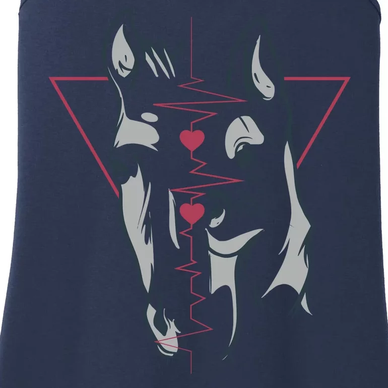 Horse And Dog Heartbeat Ladies Essential Tank