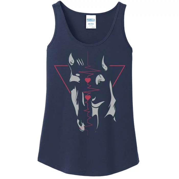 Horse And Dog Heartbeat Ladies Essential Tank