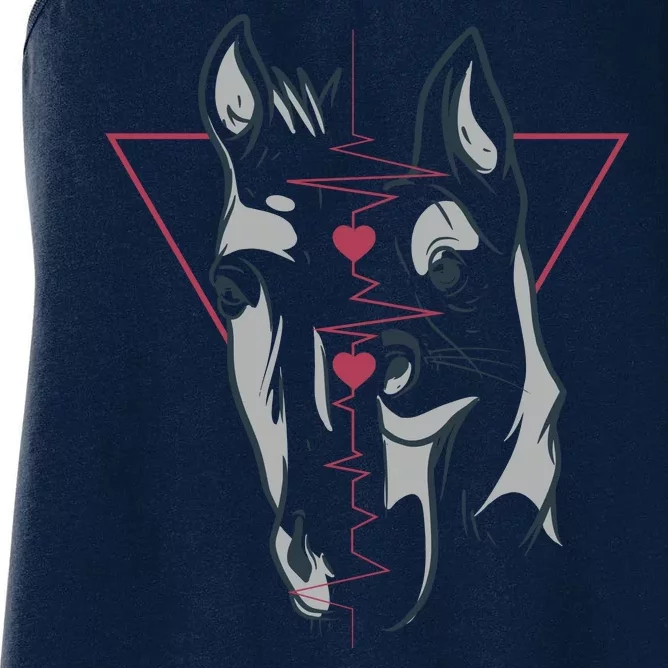 Horse And Dog Heartbeat Women's Racerback Tank