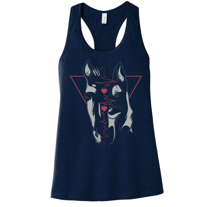 Horse And Dog Heartbeat Women's Racerback Tank