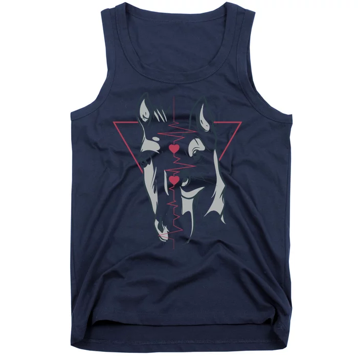 Horse And Dog Heartbeat Tank Top