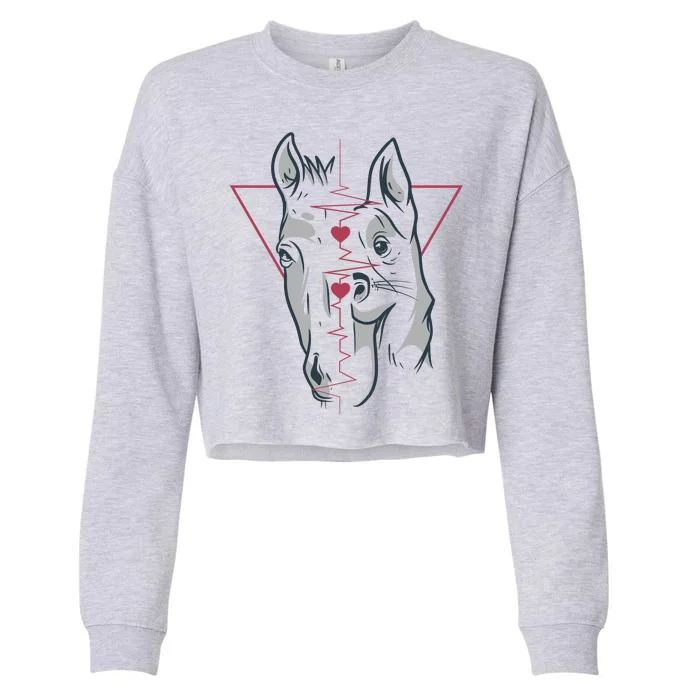 Horse And Dog Heartbeat Cropped Pullover Crew