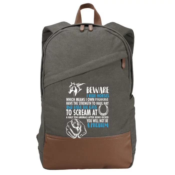 Horse Back Rider Cotton Canvas Backpack