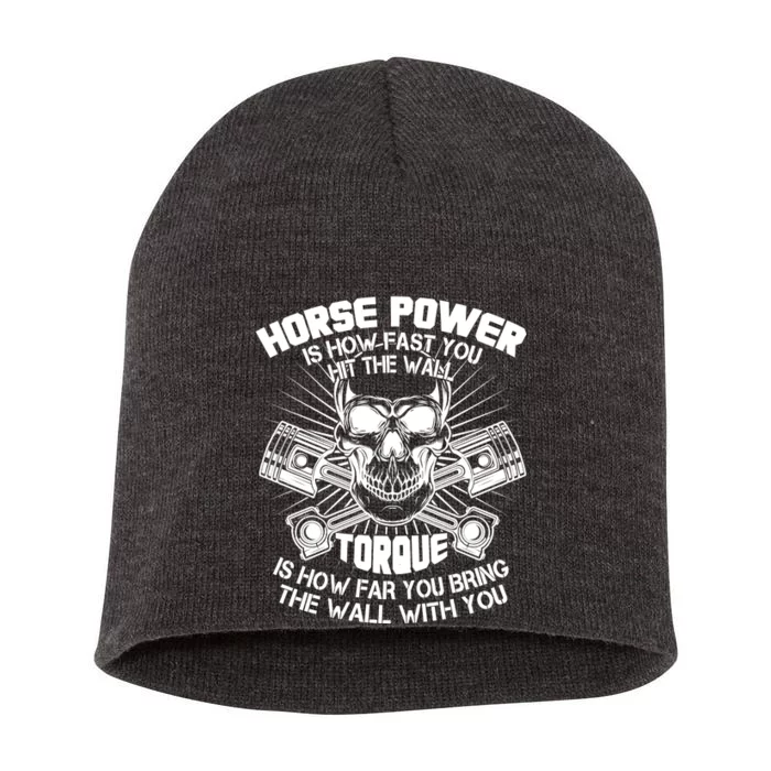 Horse Power Torque Skull Short Acrylic Beanie