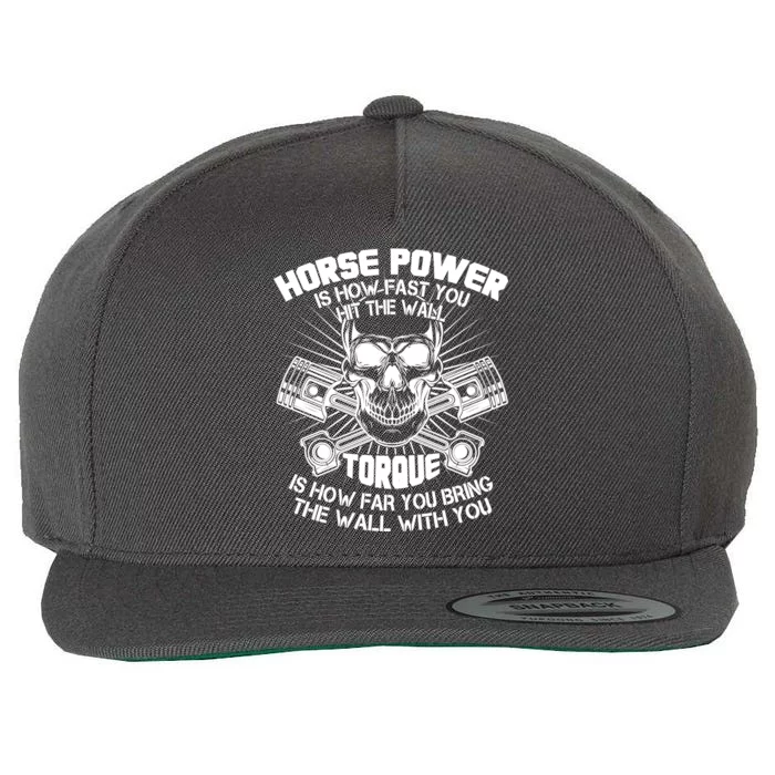 Horse Power Torque Skull Wool Snapback Cap