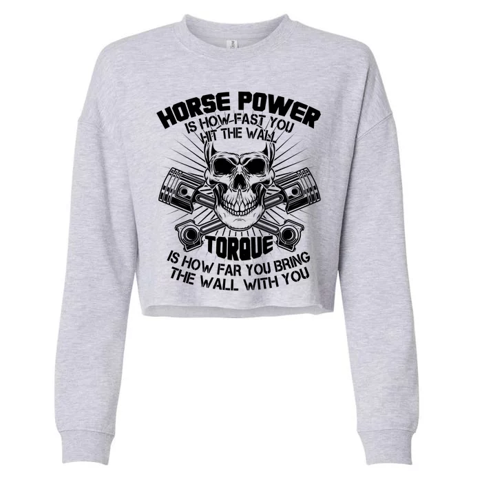 Horse Power Torque Skull Cropped Pullover Crew