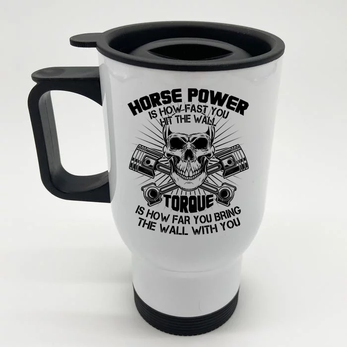 Horse Power Torque Skull Front & Back Stainless Steel Travel Mug