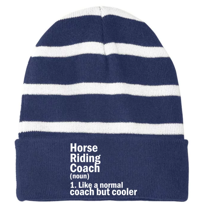 Horse Riding Coach Striped Beanie with Solid Band