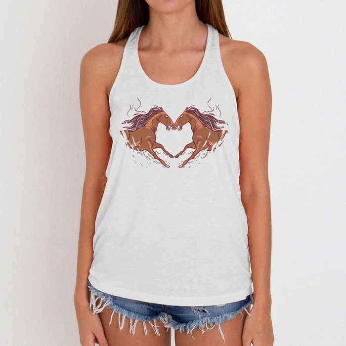 Horse Shaped Heart Women's Knotted Racerback Tank