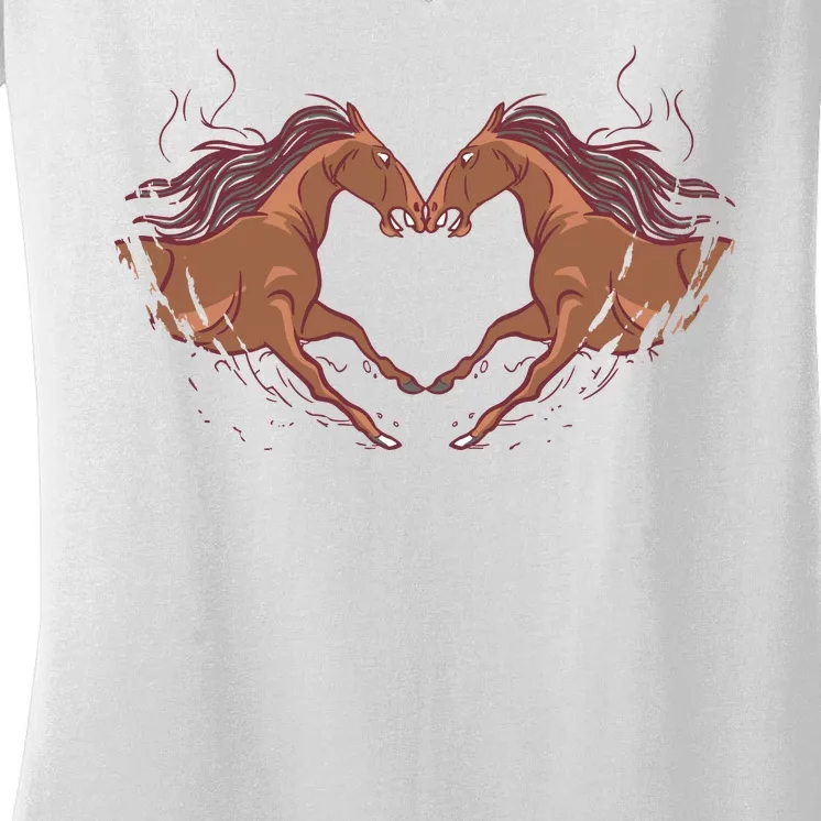 Horse Shaped Heart Women's V-Neck T-Shirt