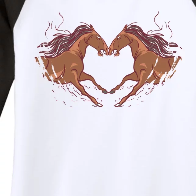 Horse Shaped Heart Women's Tri-Blend 3/4-Sleeve Raglan Shirt