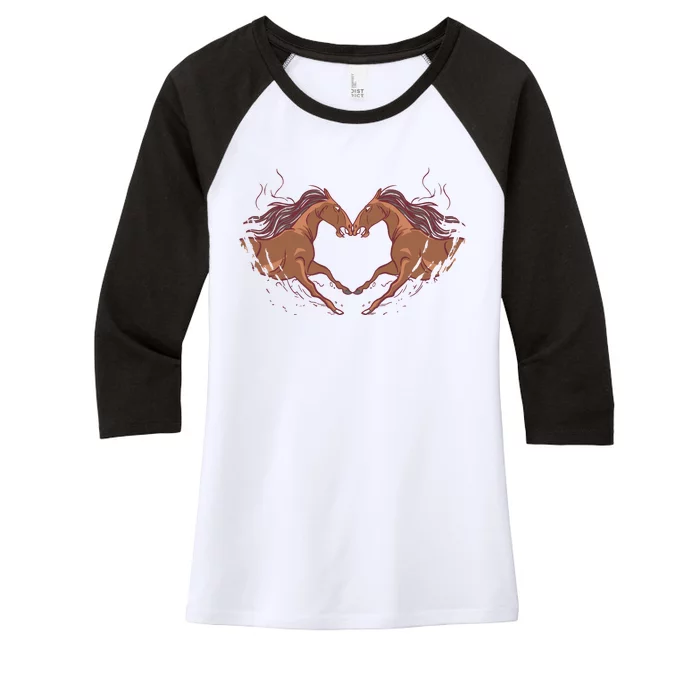 Horse Shaped Heart Women's Tri-Blend 3/4-Sleeve Raglan Shirt