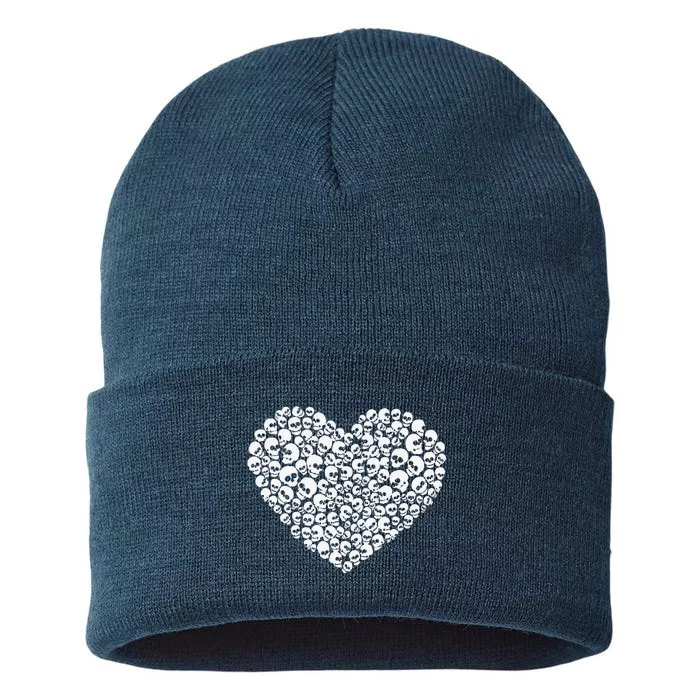 Heart Of Skulls Funny Valentine's Day Sustainable Knit Beanie