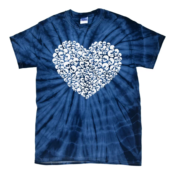 Heart Of Skulls Funny Valentine's Day Tie-Dye T-Shirt