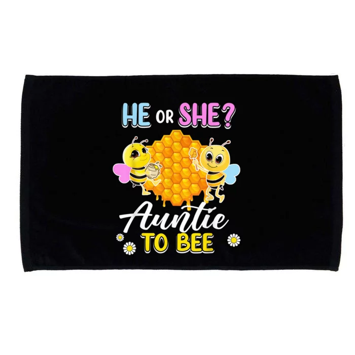 He Or She Auntie To Bee Gender Reveal Baby Shower Party Microfiber Hand Towel