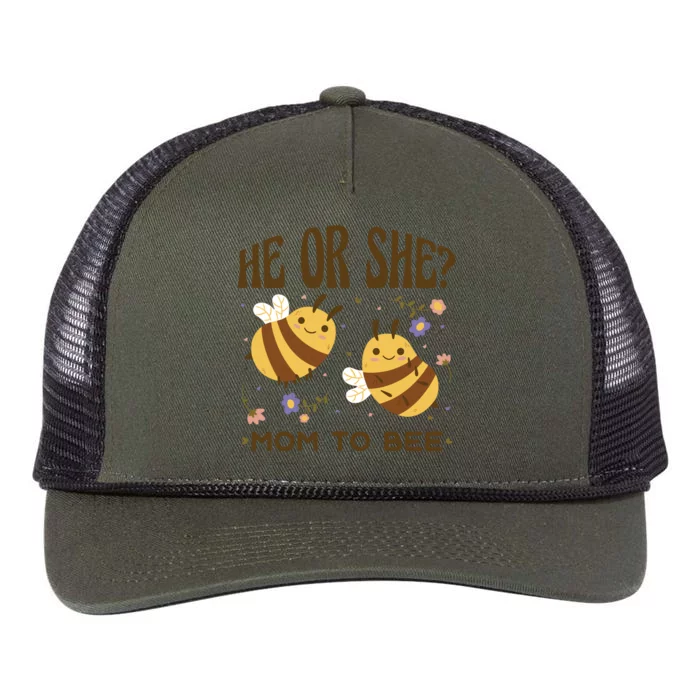 He Or She Mom To Bee Gender Reveal Retro Rope Trucker Hat Cap